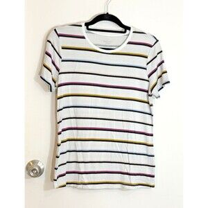 Womens Striped Medium Short Sleeve T-shirt Nine West Soft Spun Tee